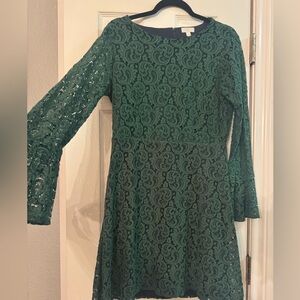 Emerald Lace Dress with bell sleeve